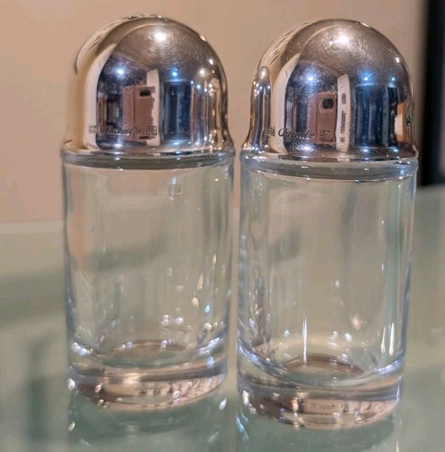 Christolfe France Crystal Silverplate Salt Pepper Shakers, No Box, Pre-owned 