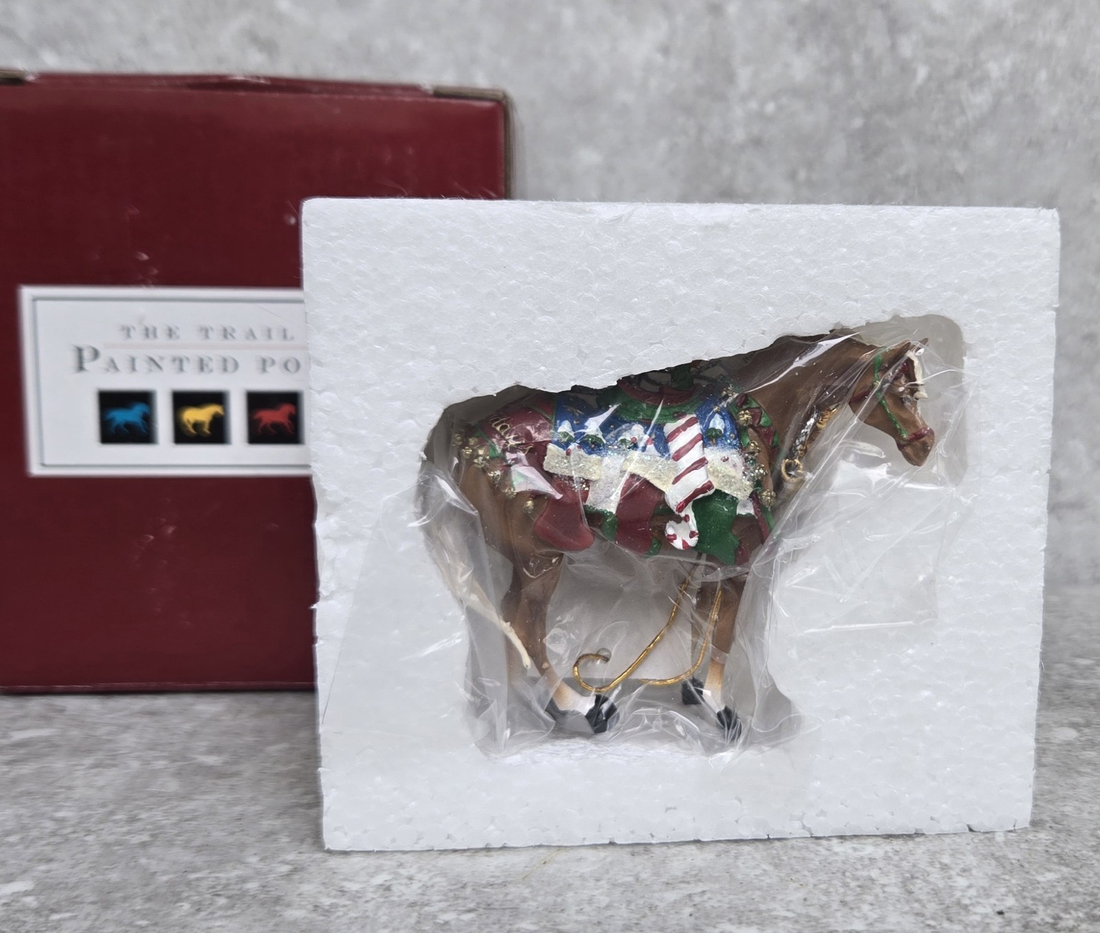 Retired 2005 TRAIL OF PAINTED PONIES Happy Holidays Ornament 2.5