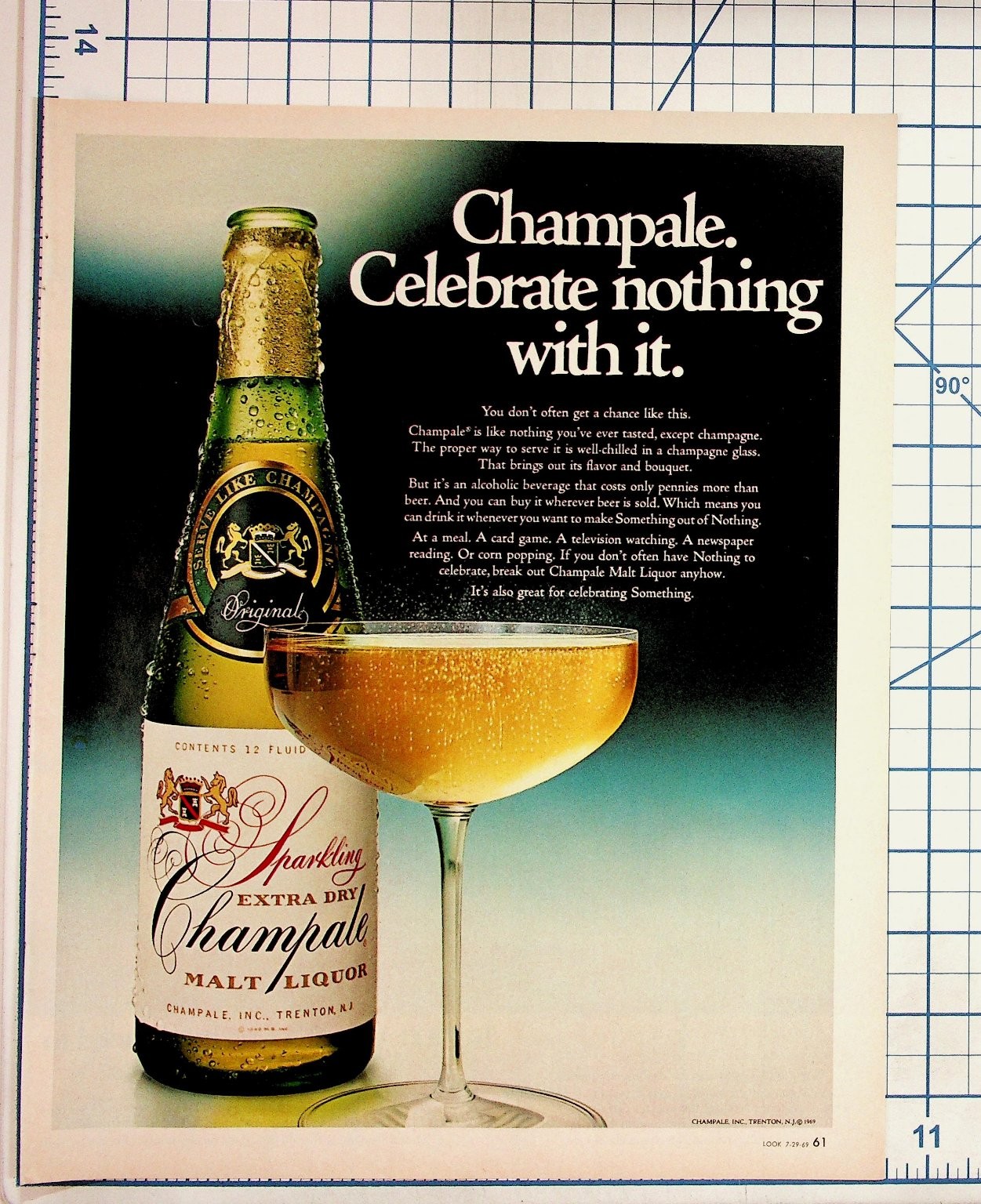 1969 Champale Malt Liquor Ad Vintage Magazine Print Ephemera Trenton NJ