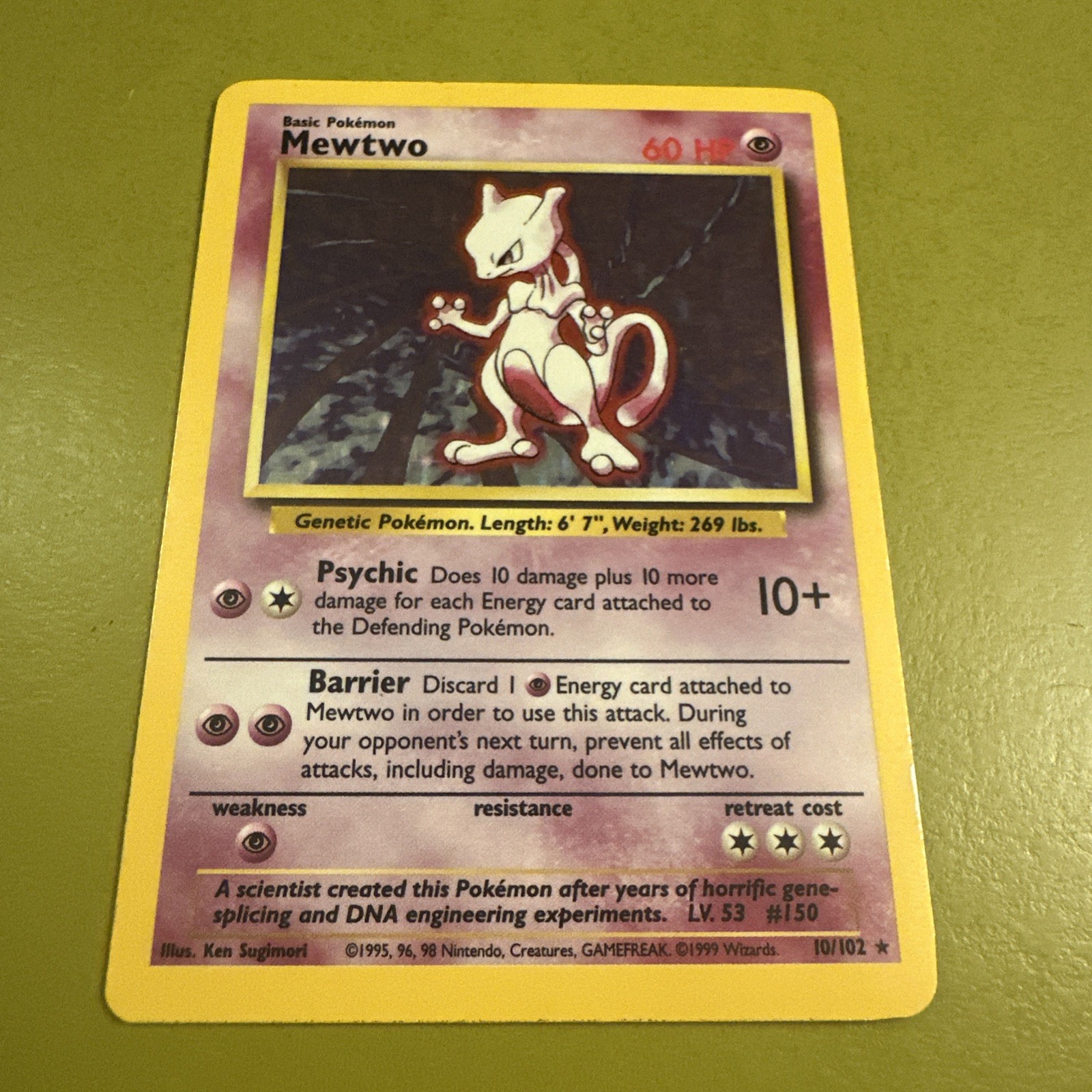 Mewtwo 010/102 Base Set Unlimited Holo - LIGHTLY PLAYED