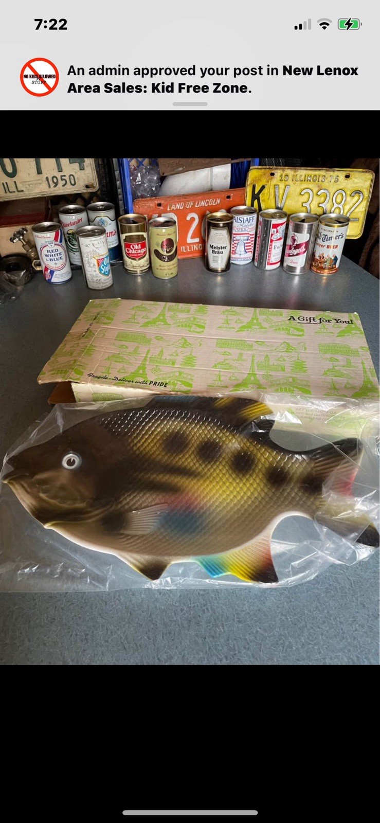 Vintage 60s Fish Platter tray Hoover MCM  Mid Century Modern NIB Art decor