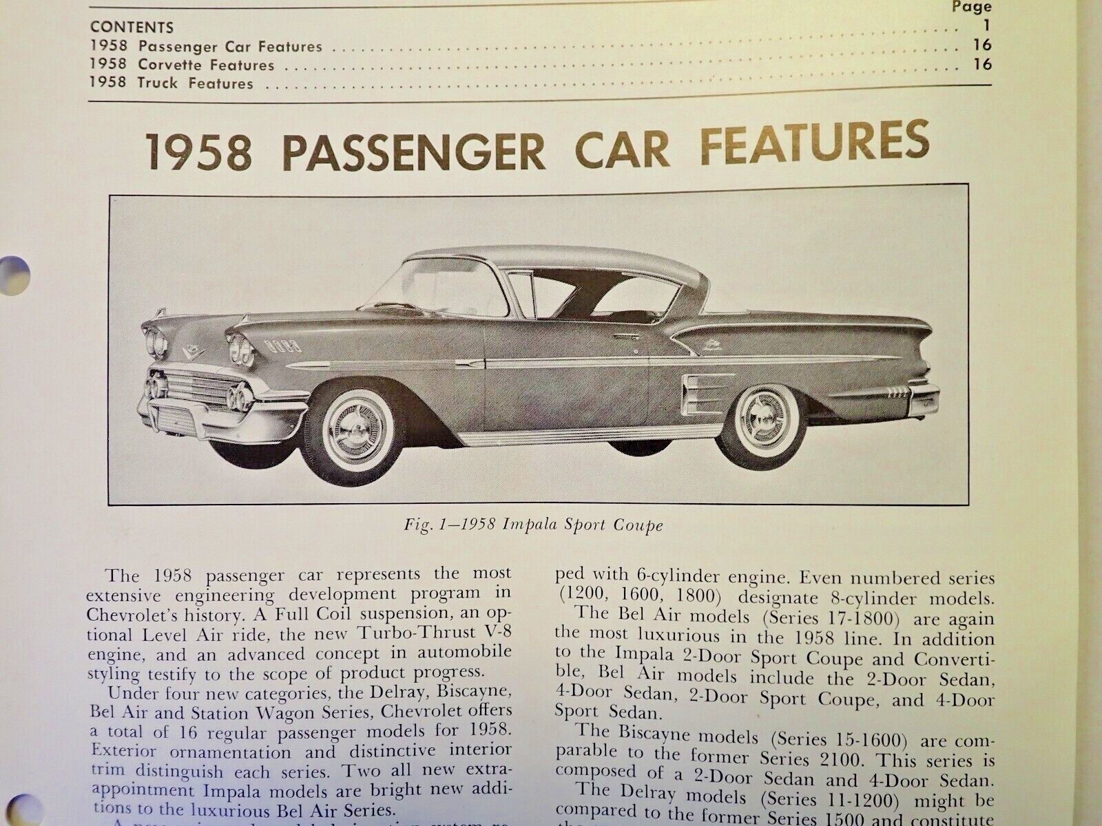 Original GM 1958 Chevrolet Service News Brochure Impala Corvette Truck Nice 