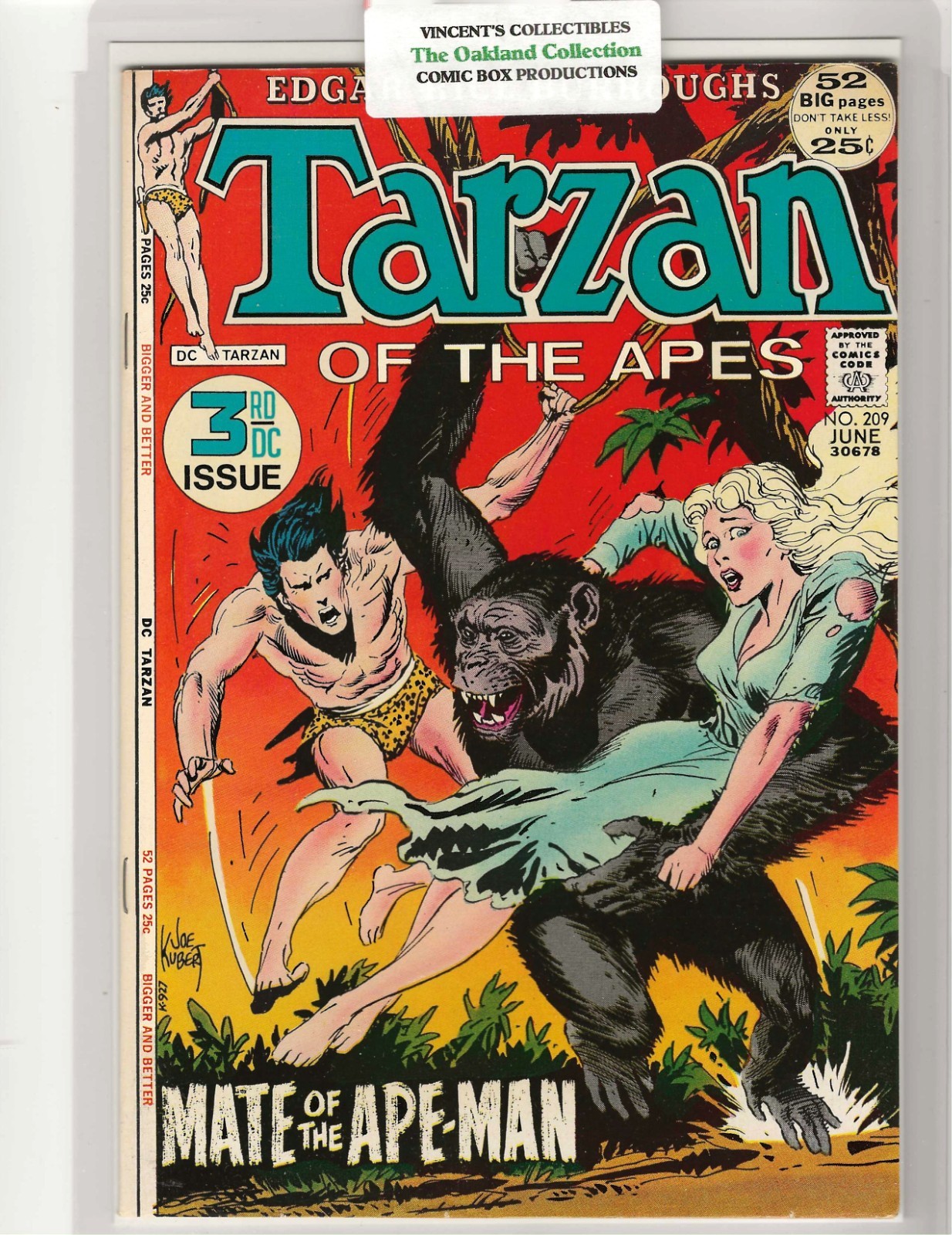 TARZAN OF THE APES THE OAKLAND COLLECTION DC # 209 THIRD DC ISSUE