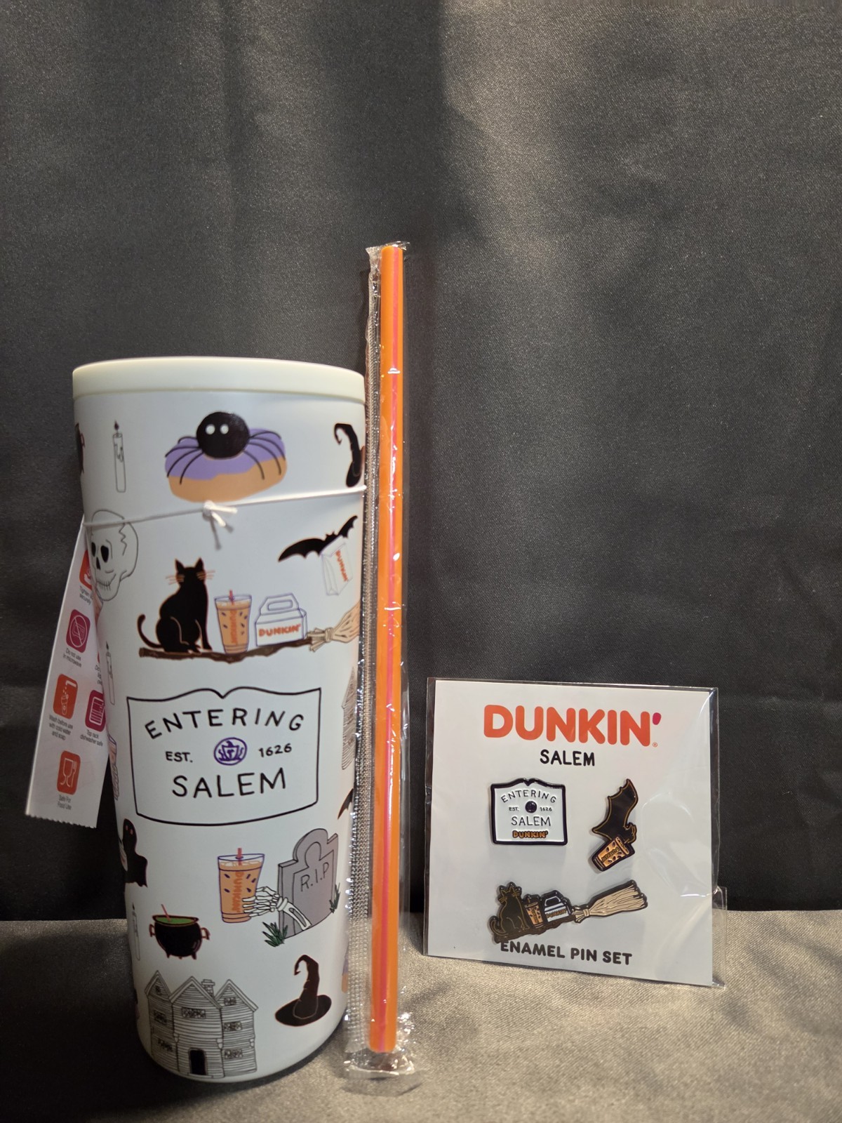 Salem Runs On Dunkin' Halloween Tumbler and Enamel pin set