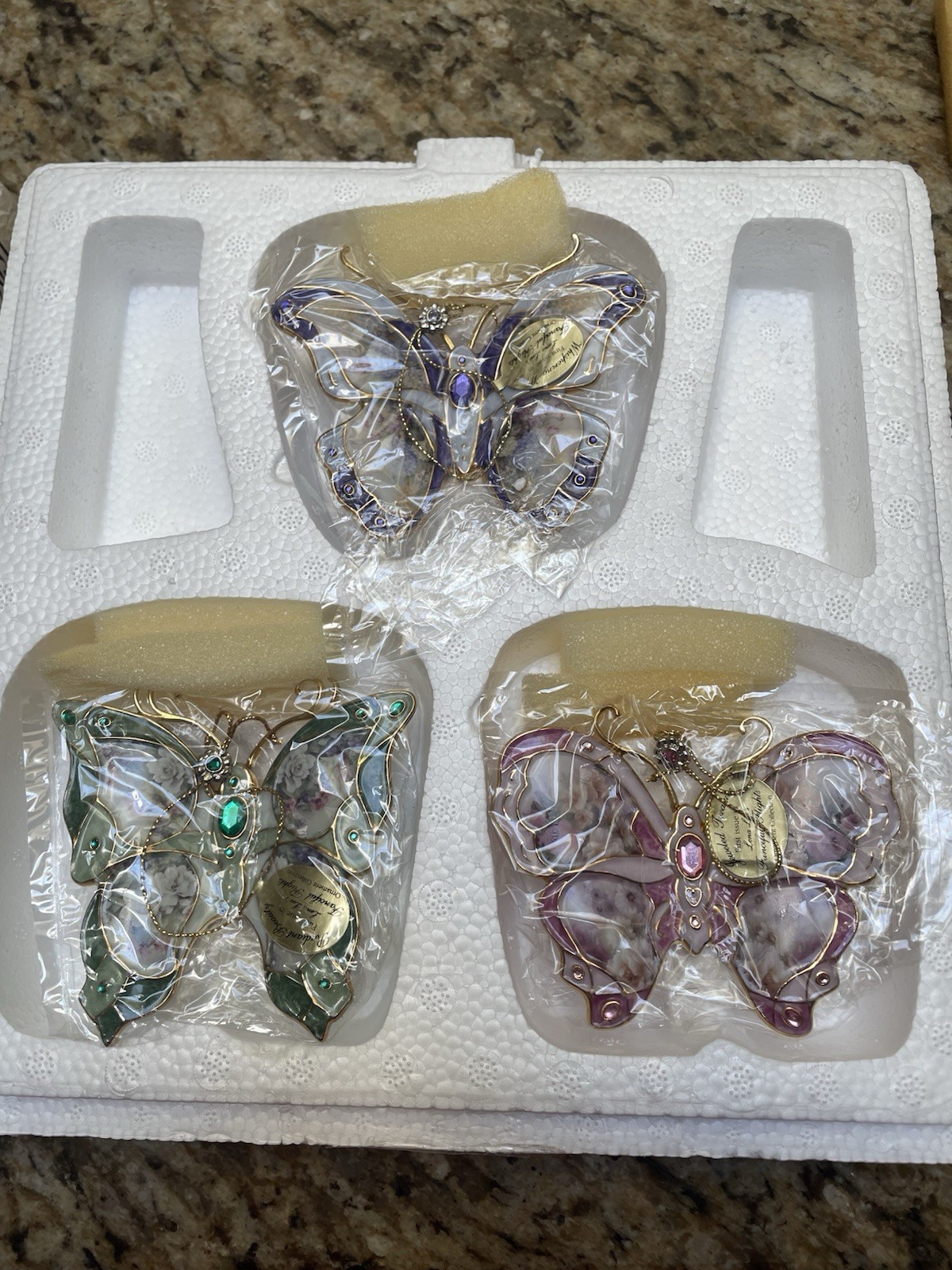three bradford exchange lenaliu butterflies ornaments