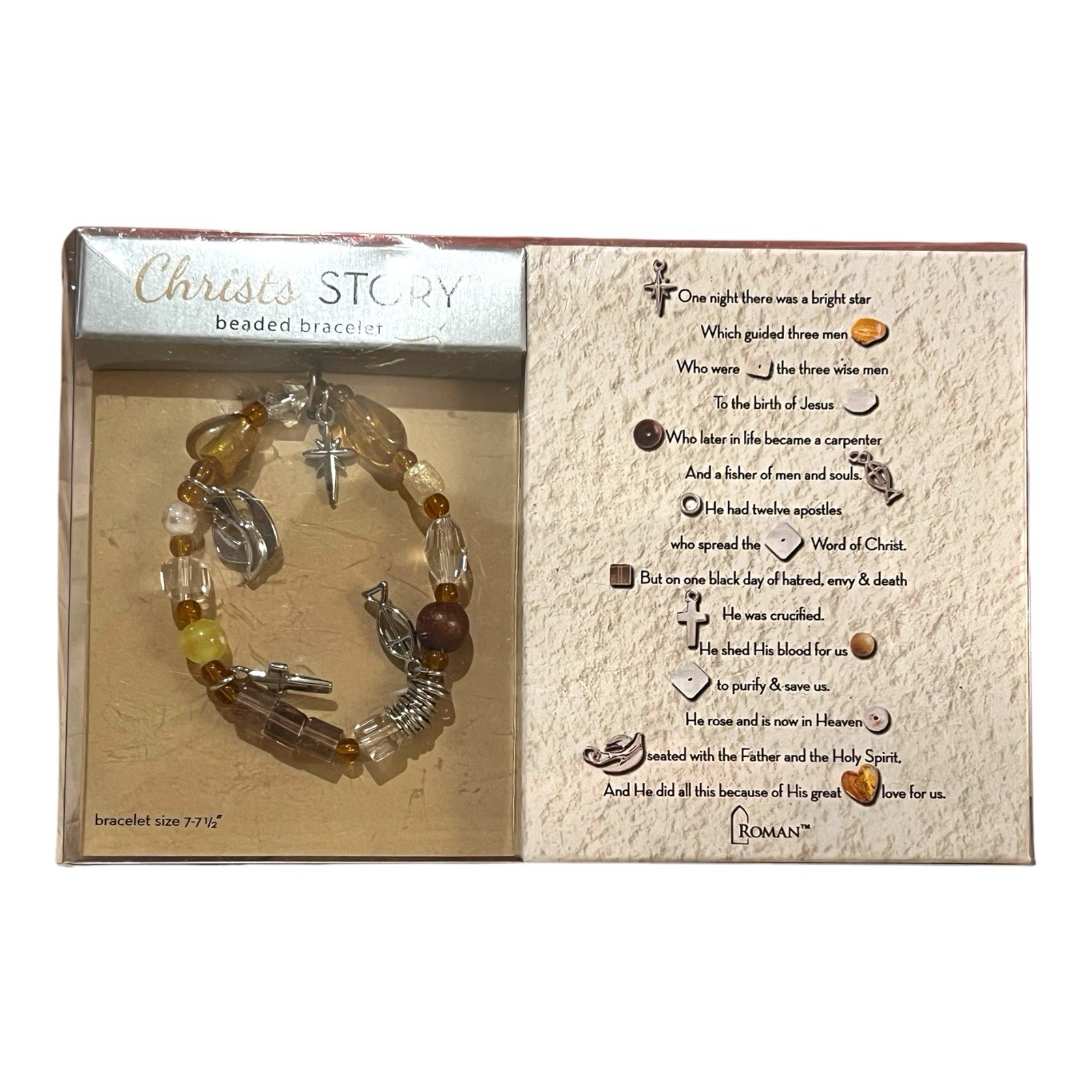 Roman Christ's Story Beaded Bracelet Christian-Themed Charms Collectible Jewelry