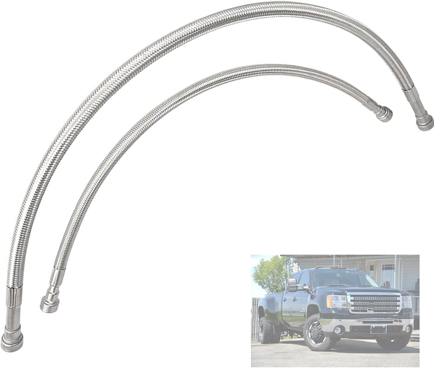 Fuel Tank Hoses Stainless Steel Compatible with Chevy Silverado GMC Sierra 2500H