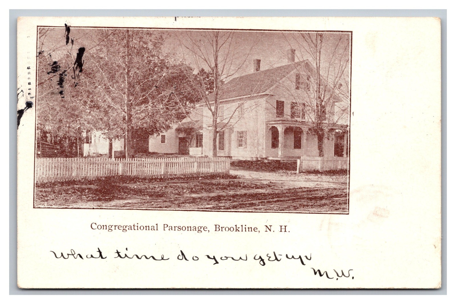 Brookline NH Congregational Parsonage Posted 1906 Private Mailing Card Postcard
