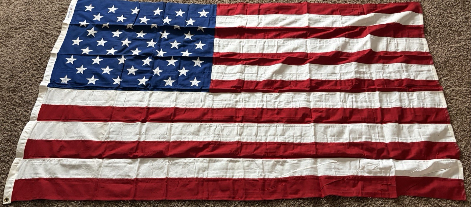 Vintage 5x8 USA Flag Bull Dog Bunting Dettra Sewn Cotton American Flag 50 Star