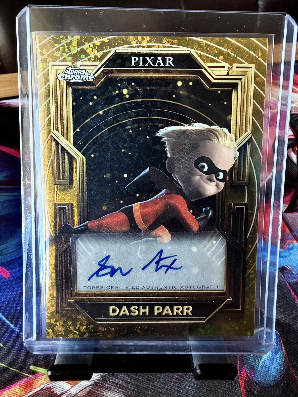 2025 Topps Pixar Gold - Dash Parr / Spencer Fox Gold Auto /50 + Bonus card /100