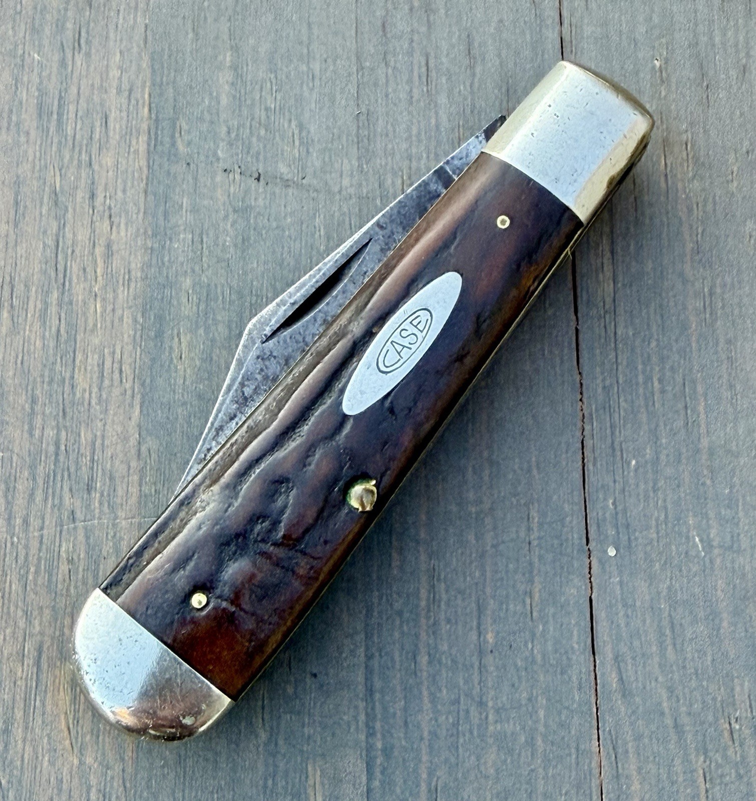 Vintage Case XX 5299 1/2 Stag Rail Splitter Pocket Knife Early XX Era