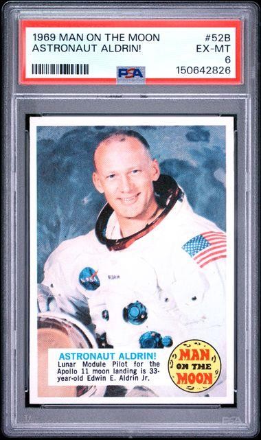 1969 Topps Apollo MAN ON THE MOON Astronaut Edwin Buzz Aldrin #52b PSA 6
