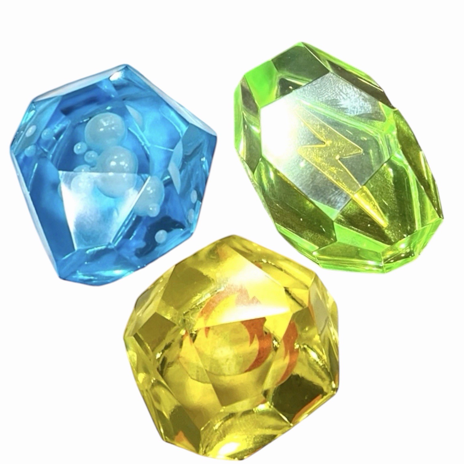 Pokemon Evolution Stones (Fire, Water, Thunder) - Counter, TCG, Prop, Custom