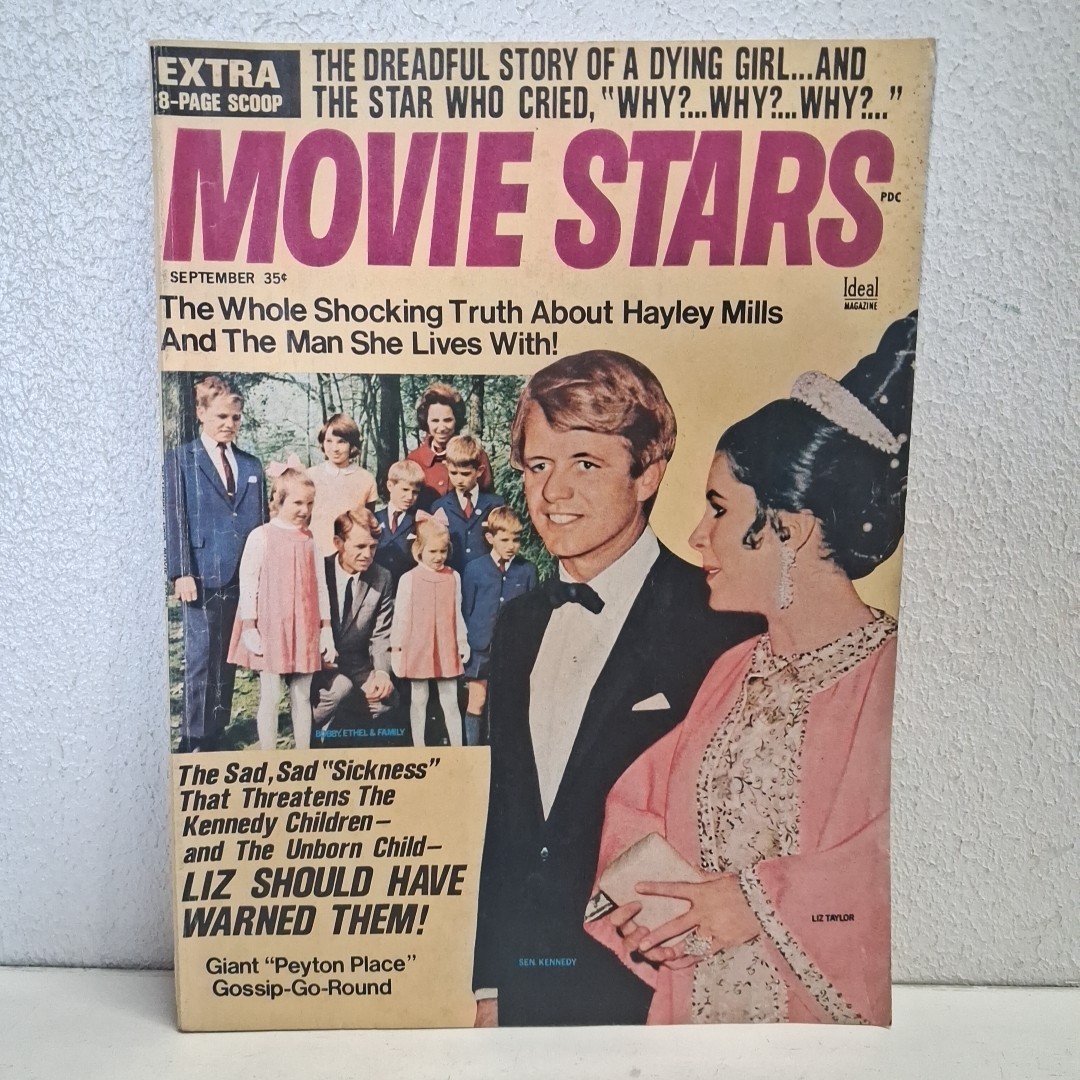 Movie Stars Magazine September 1968 Liz Taylor Rob Kennedy Vintage Advertising