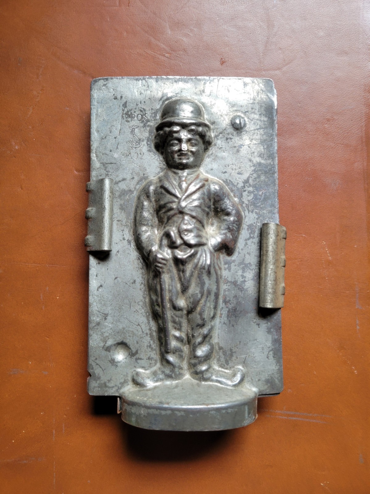 Vintage 1920s France Charlie Chaplin Silverplated Metal Candy Mold 