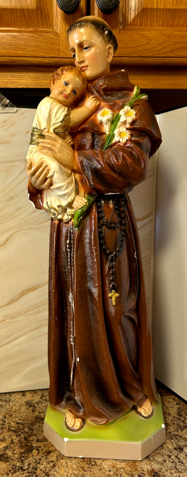 Vintage C.S. 130 St. Anthony of Padua Infant Jesus Chalkware 20\