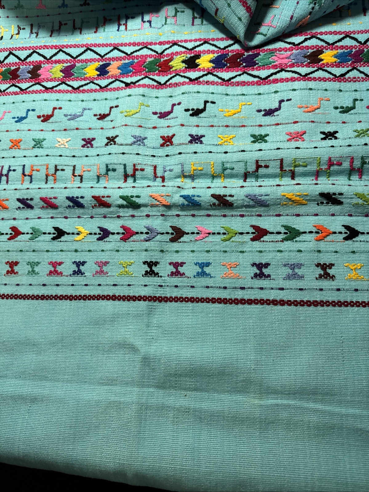 Guatemalan Table Runner 17” X 40” Embroidered Cotton Woven