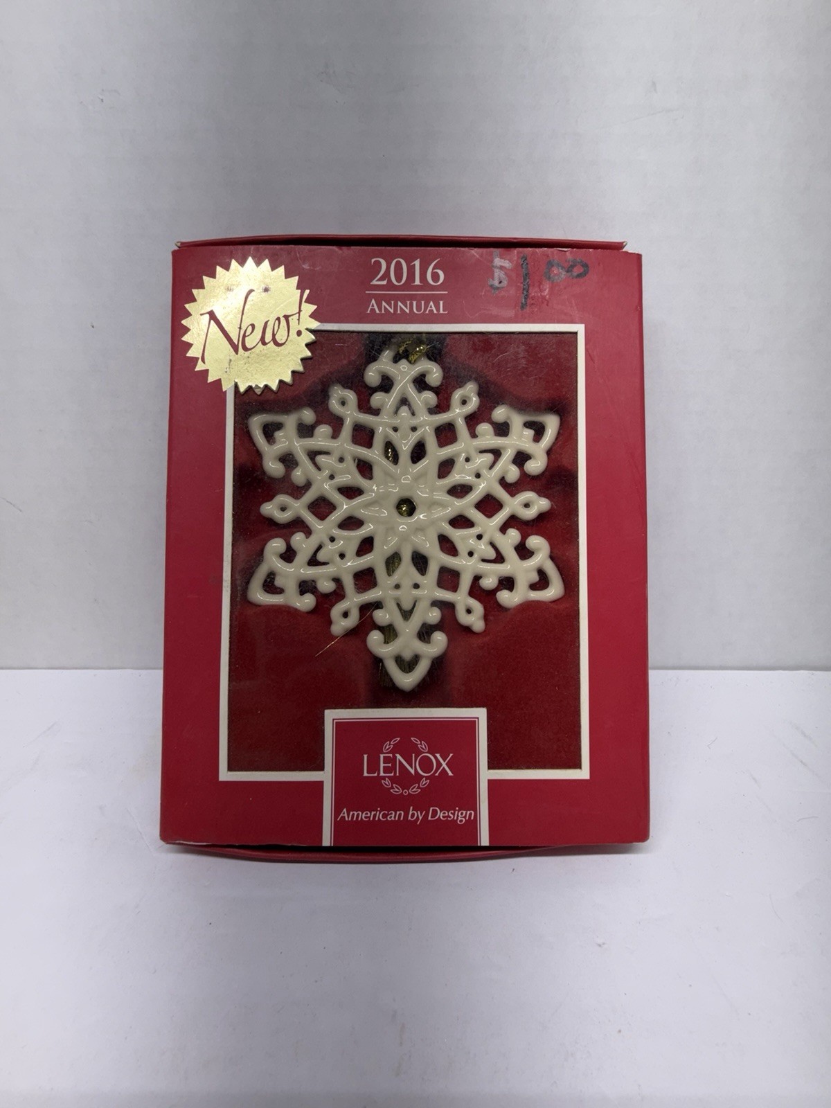 Lenox 2016 Snow Fantasies Snowflake Christmas Ornament 4” SKU 859555 Box
