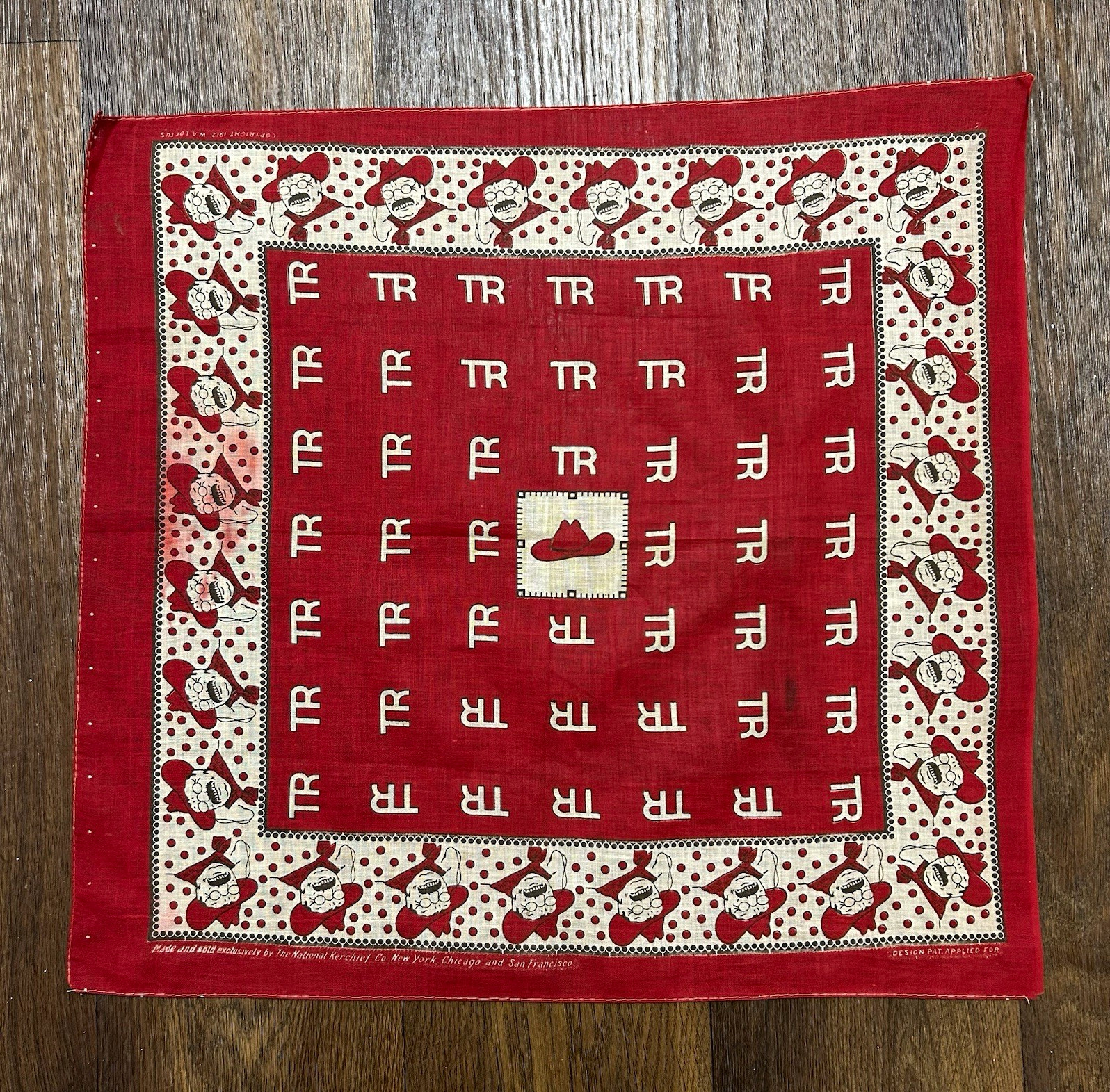 Antique Vintage 1912 Teddy Roosevelt Campaign Bandana ‘Hat in the Ring’ - RRL