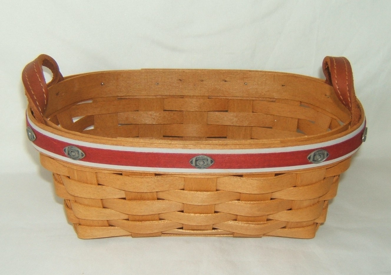 Vintage Retired Longaberger 2005 Ohio State University Basket w/ Leather Handles