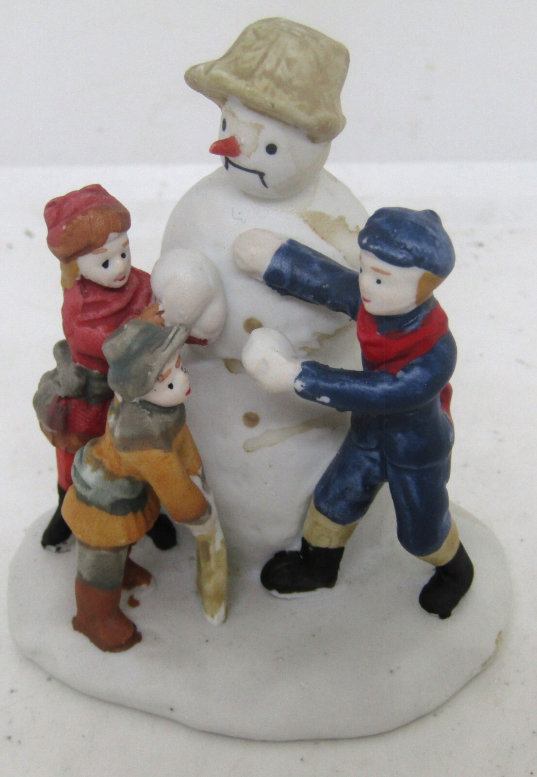 Vintage 1992 Lemax Christmas Building A Snowman Figurine Old World Village