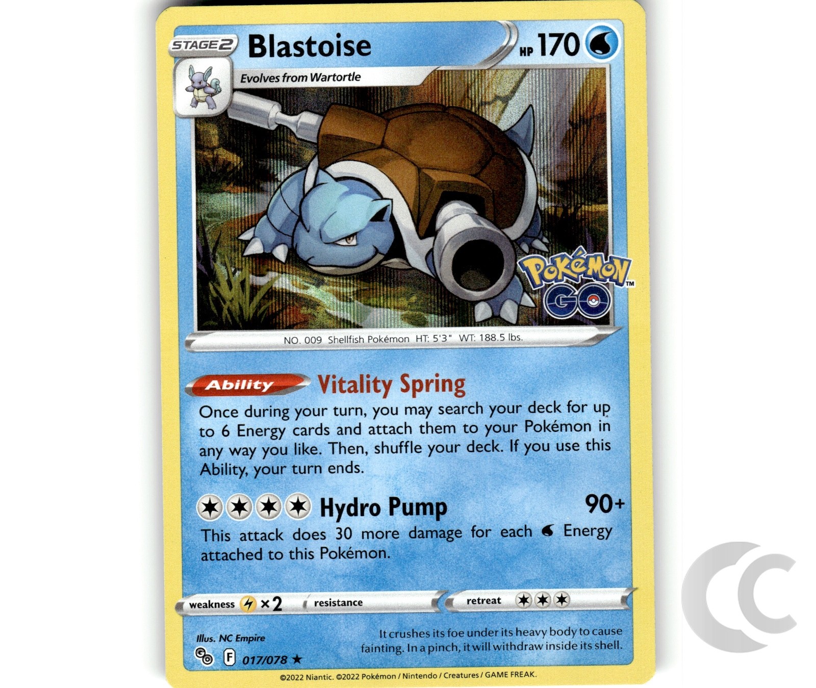 Blastoise 017/078 Pokemon GO Holo Pokemon TCG English NM