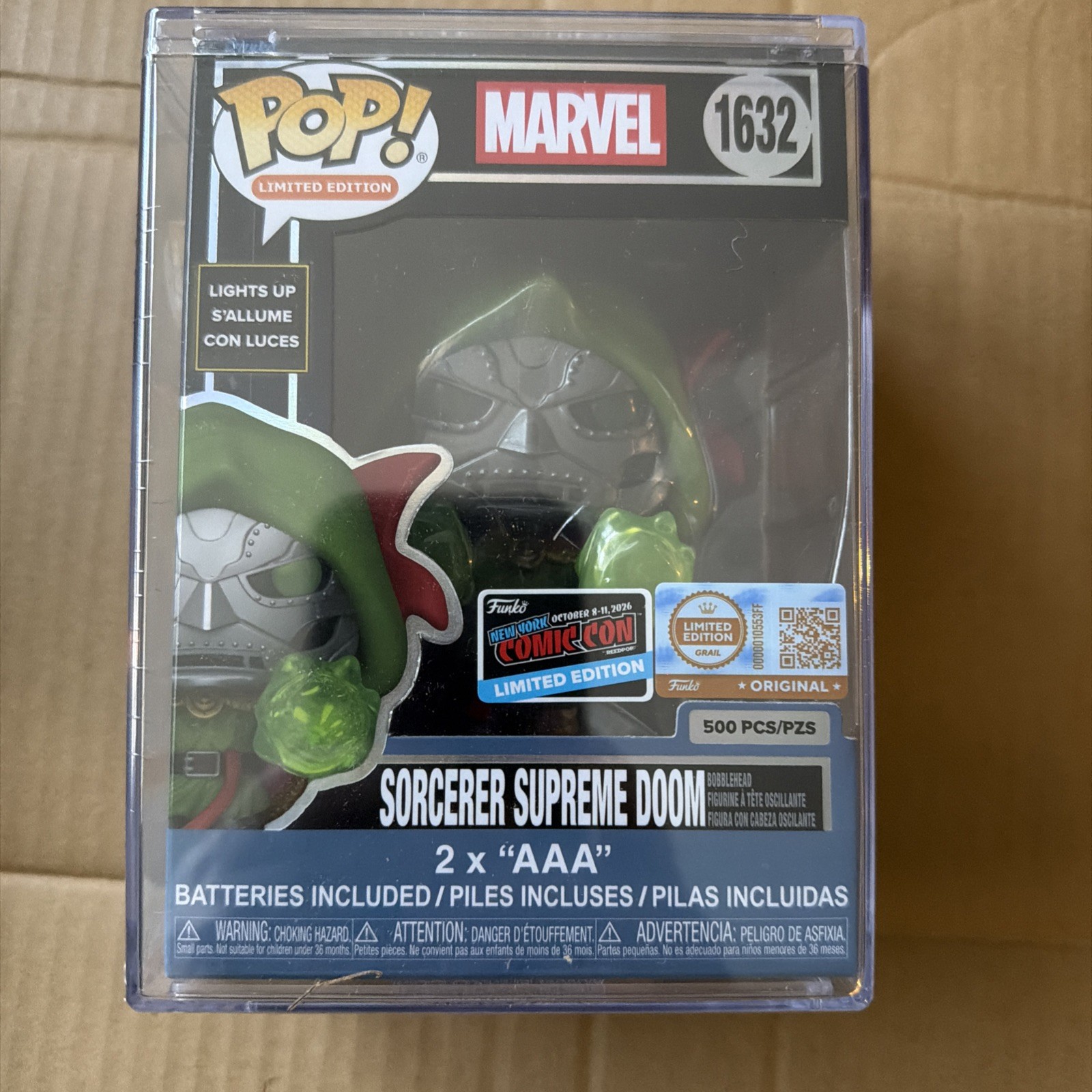 Funko Pop Sorcerer Supreme Doom LE 500 Light Up NYCC 2026 CON STICKER