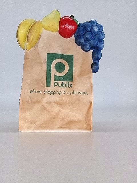 Publix Ceramic Brown Grocery Shopping Bag Vintage