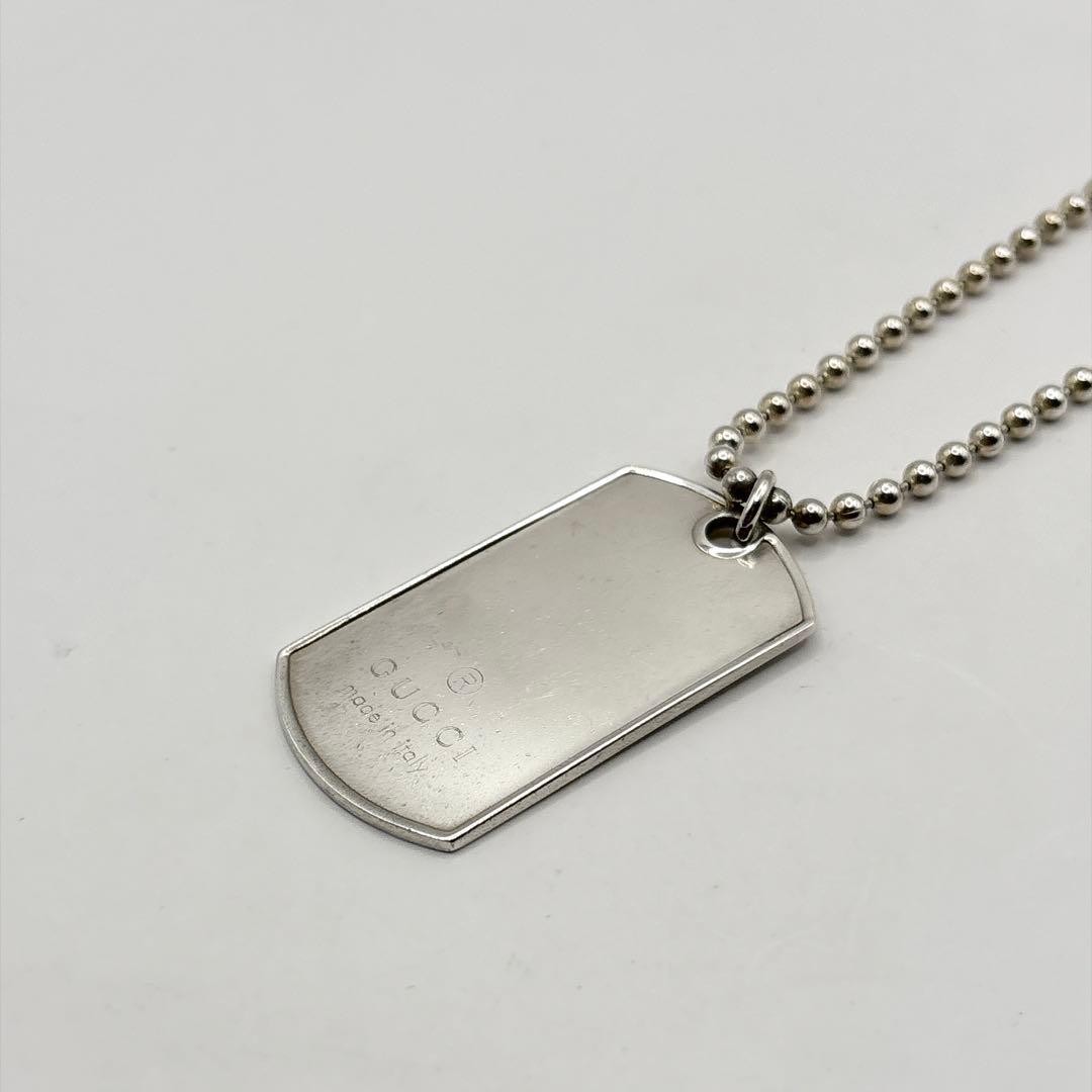 Gucci Dog Tag, Large Ball Chain, Made In Italy, Sterling Silver 925, Stamped.