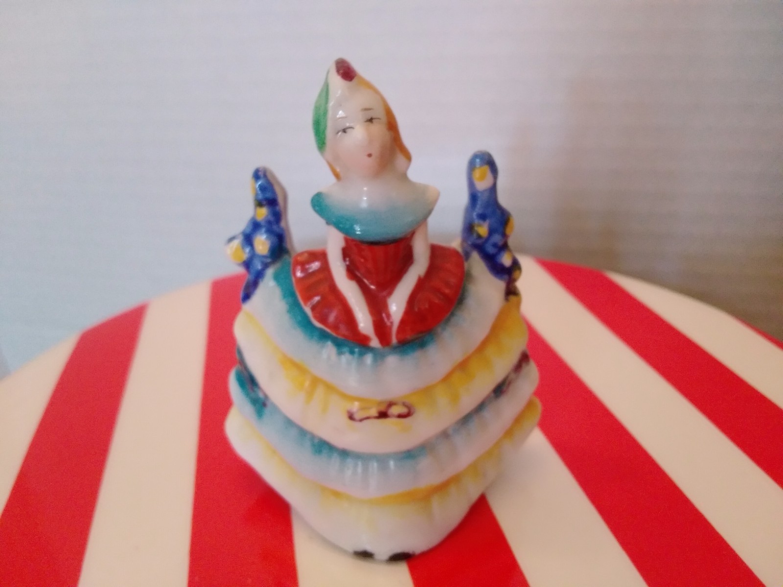 Vintage Lady Victorian Ruffled Layer Dress Singing Figurine apprx 2.75\