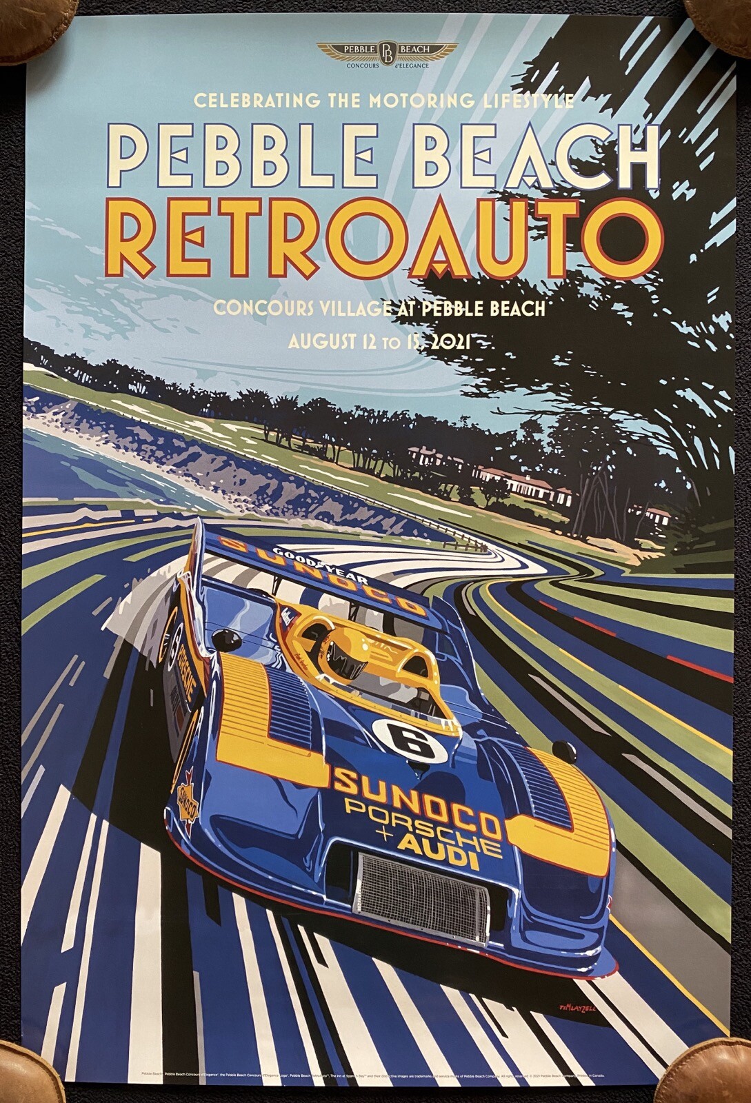2021 Pebble Beach Concours RETROAUTO Poster Donohue Sunoco PORSCHE 917 Layzell