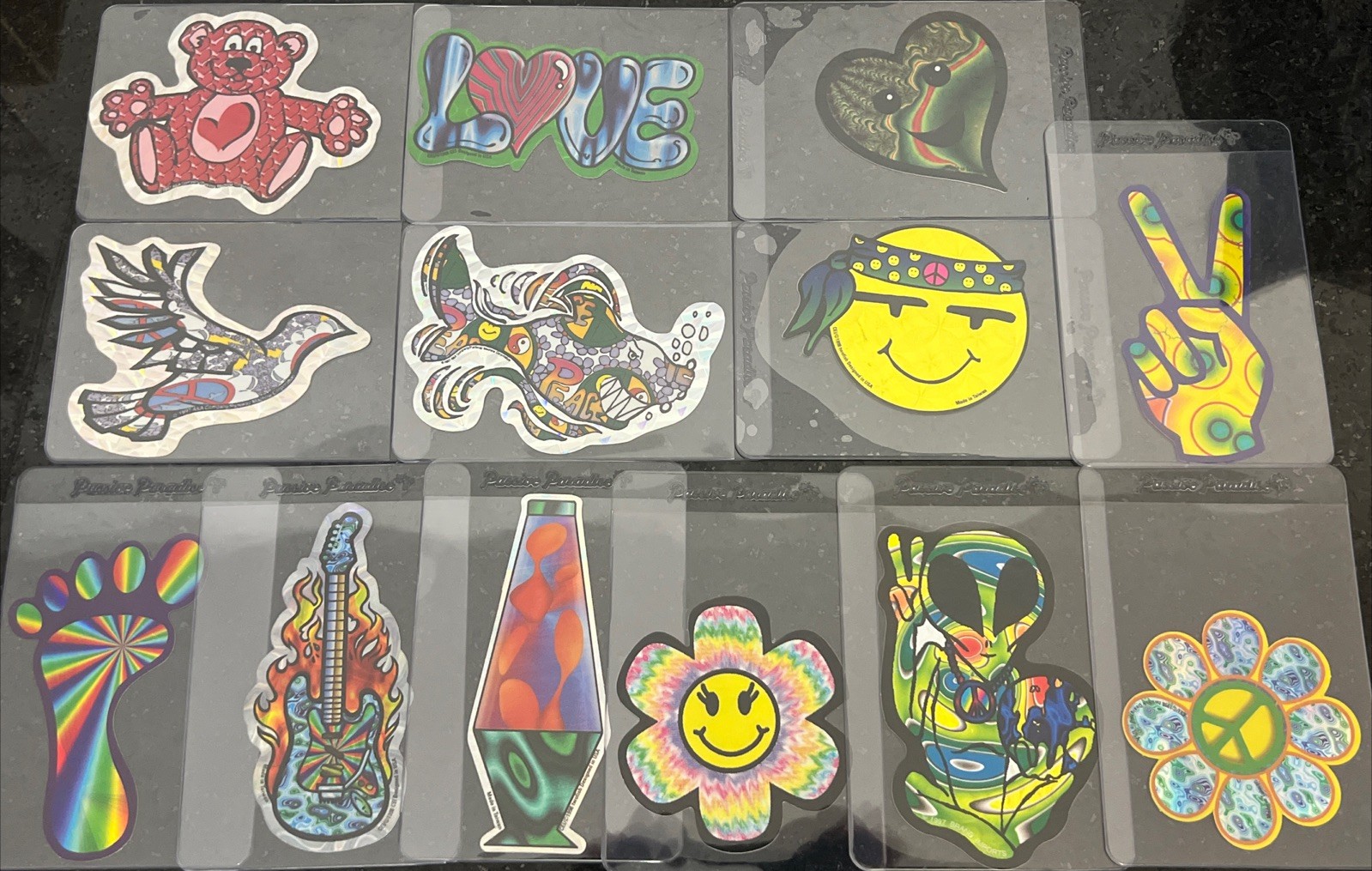 VINTAGE Y2K PEACE LOVE PRISM STICKER LOT OF 13 VENDING MACHINE CEI, AAA