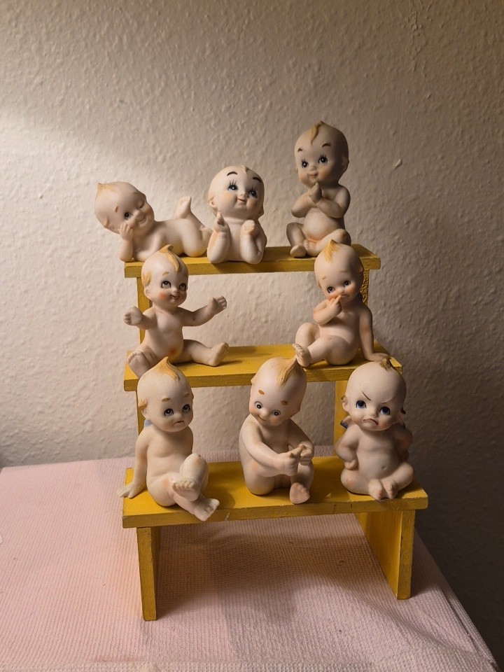 Lot Of 8 Vtg  Kewpie Doll Baby Different Figures  1 Japan Piano Babies Bisque