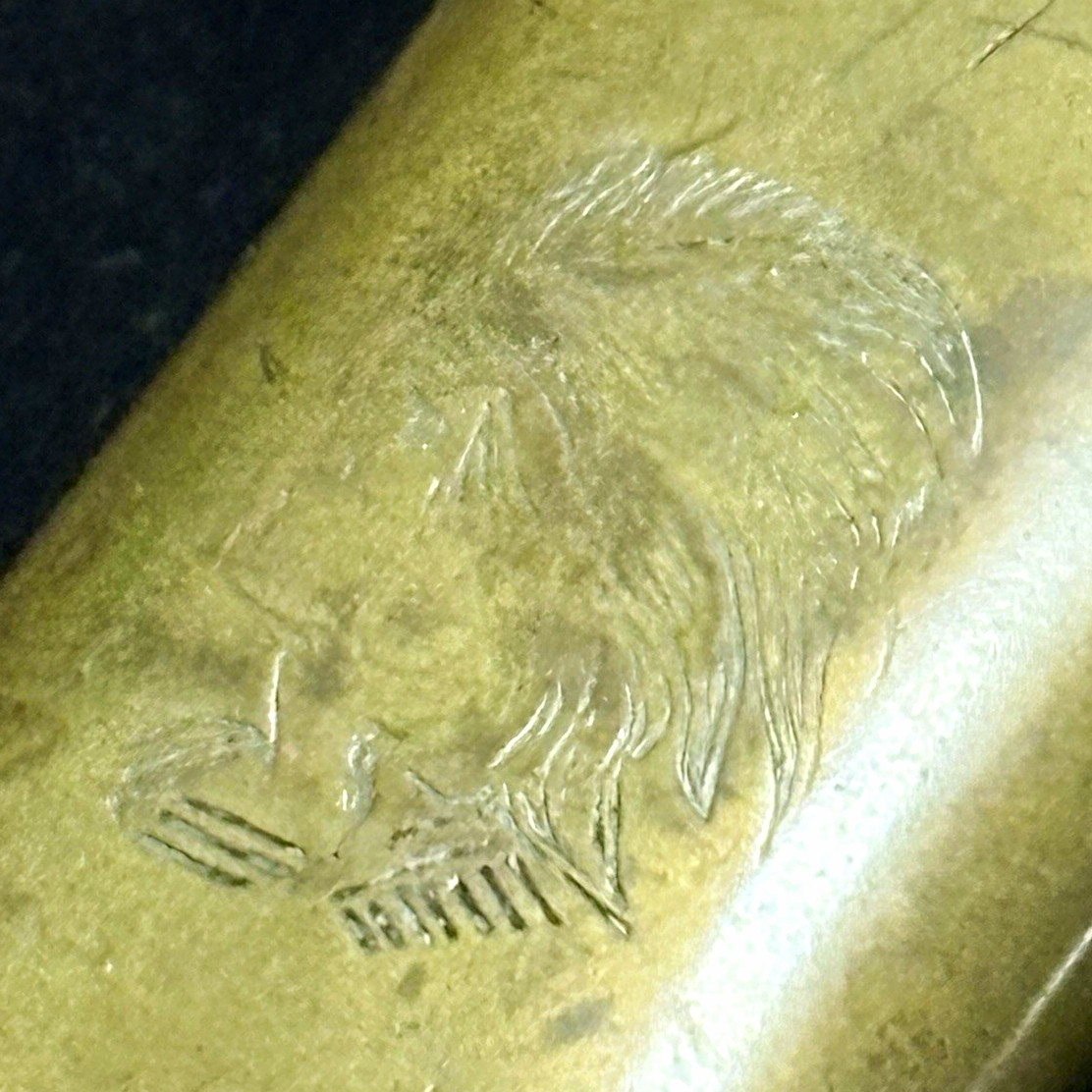 Antique Copper Pocket Lighter with Pouch, Engraved Eagle Design on Front