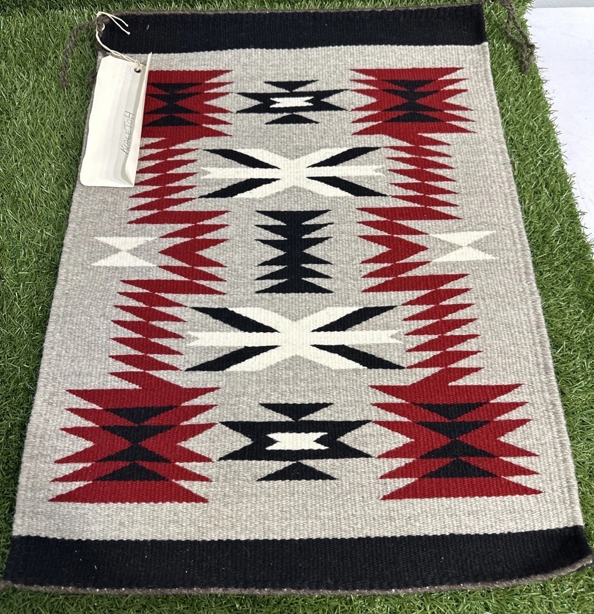 Handwoven Southwestern Wool Wall Hanging Rug Klagetoh Ganado Style 21”X15”