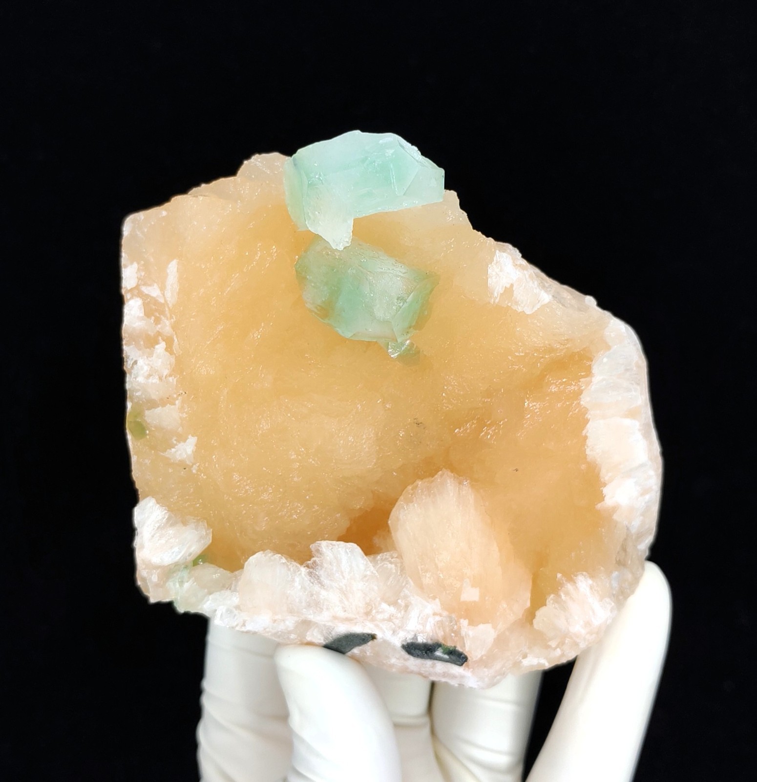 Superb Natural Green Apophyllite On Stilbite Minerals Specimen#1346