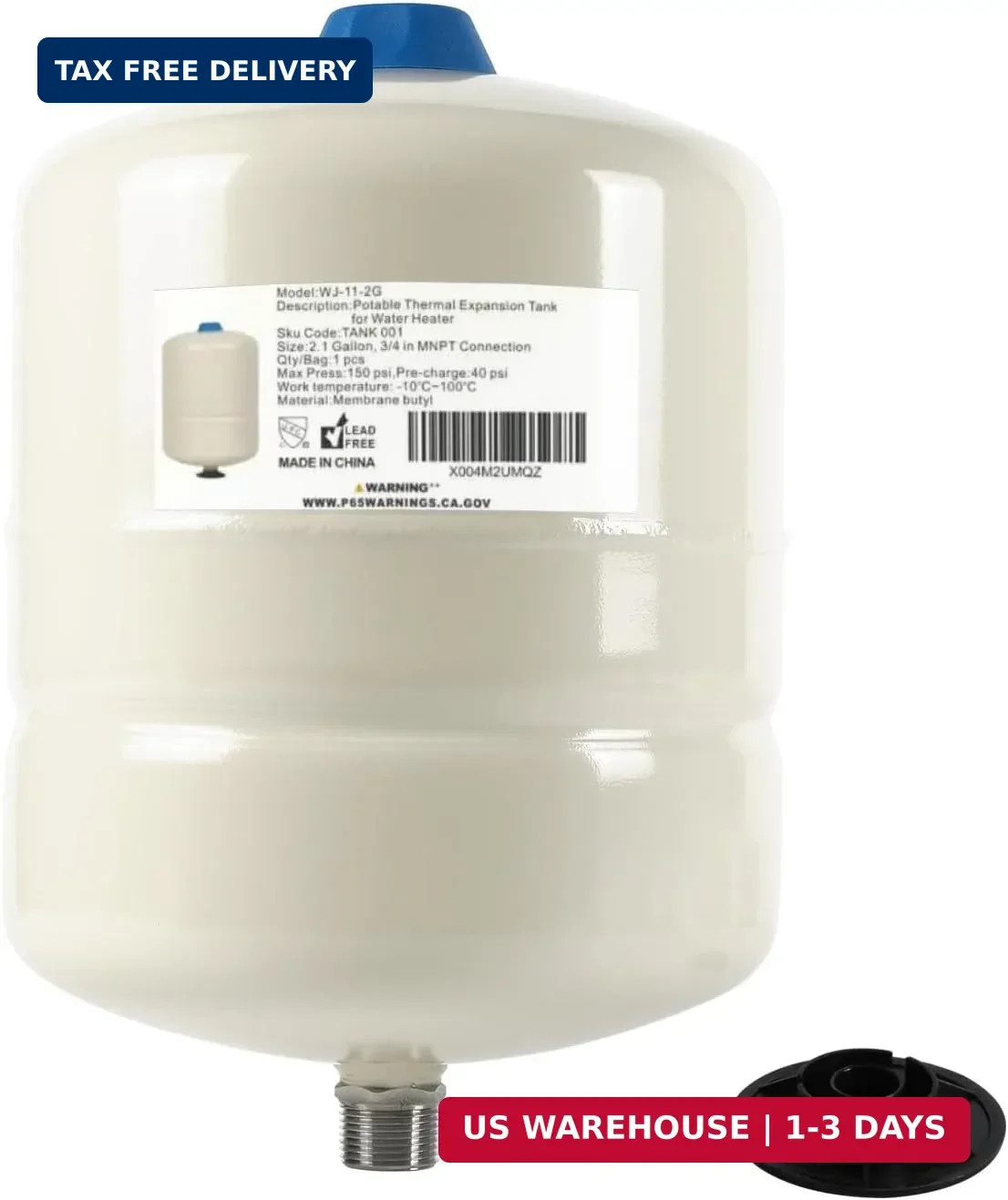 1Pcs EFIELD Water Heater Expansion Tank,2.1 Gallon,3/4 in MNPT(TANK001)