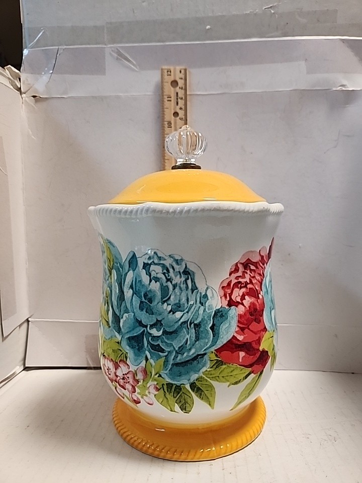 Pioneer Woman Vintage Canister Blossom Jubilee 9.25” High 5.8” Diameter retired
