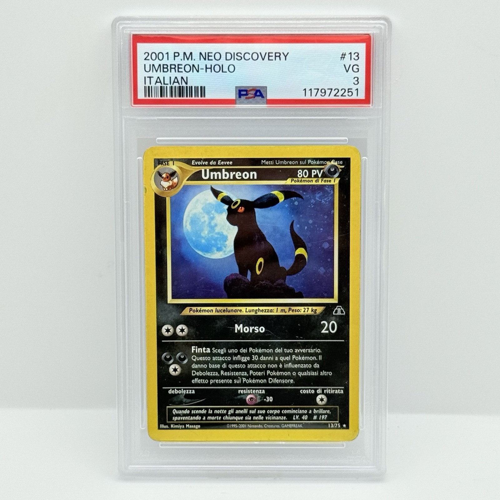 POKÉMON CARD UMBREON HOLO 13/75 (2001) NEO DISCOVERY - ITA - PSA 3