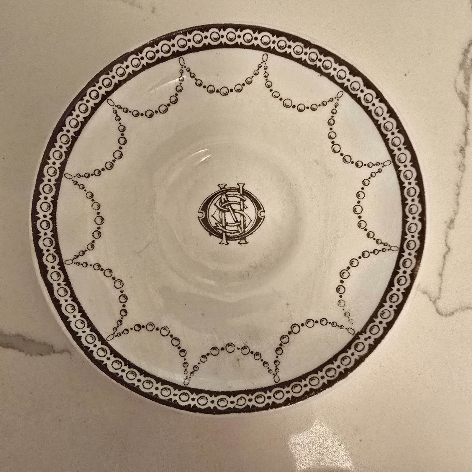WHITE STAR SAUCER Authentic. Impeccable Condition. Five Inches Diameter. Rare.