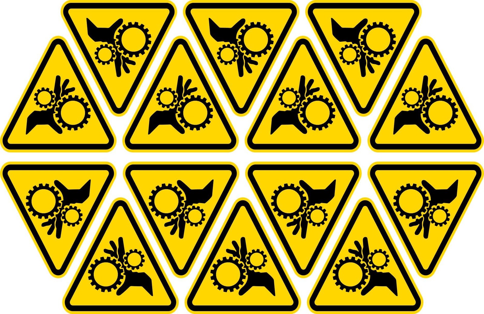 StickerTalk Hand Crush Warning Vinyl Sticker Sheet 1.5x1.5 in Yellow