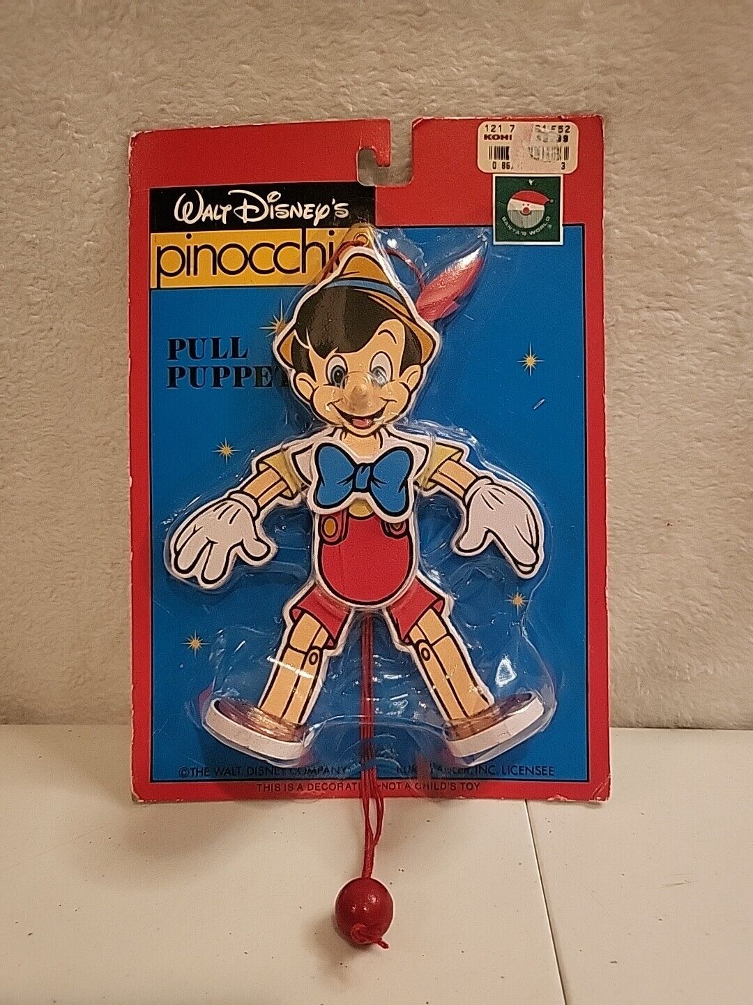 Walt Disneys Pinocchio Pull Puppet New old stock 