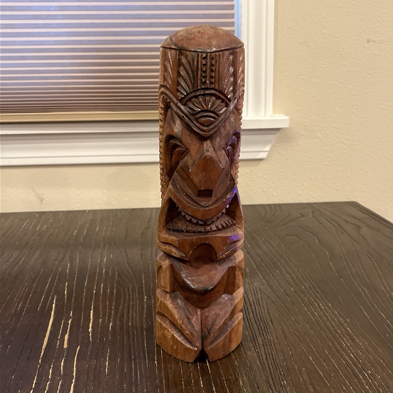 Vtg Hand Carved Wood Tiki God Totem Statue Tonga Bar Art 10\