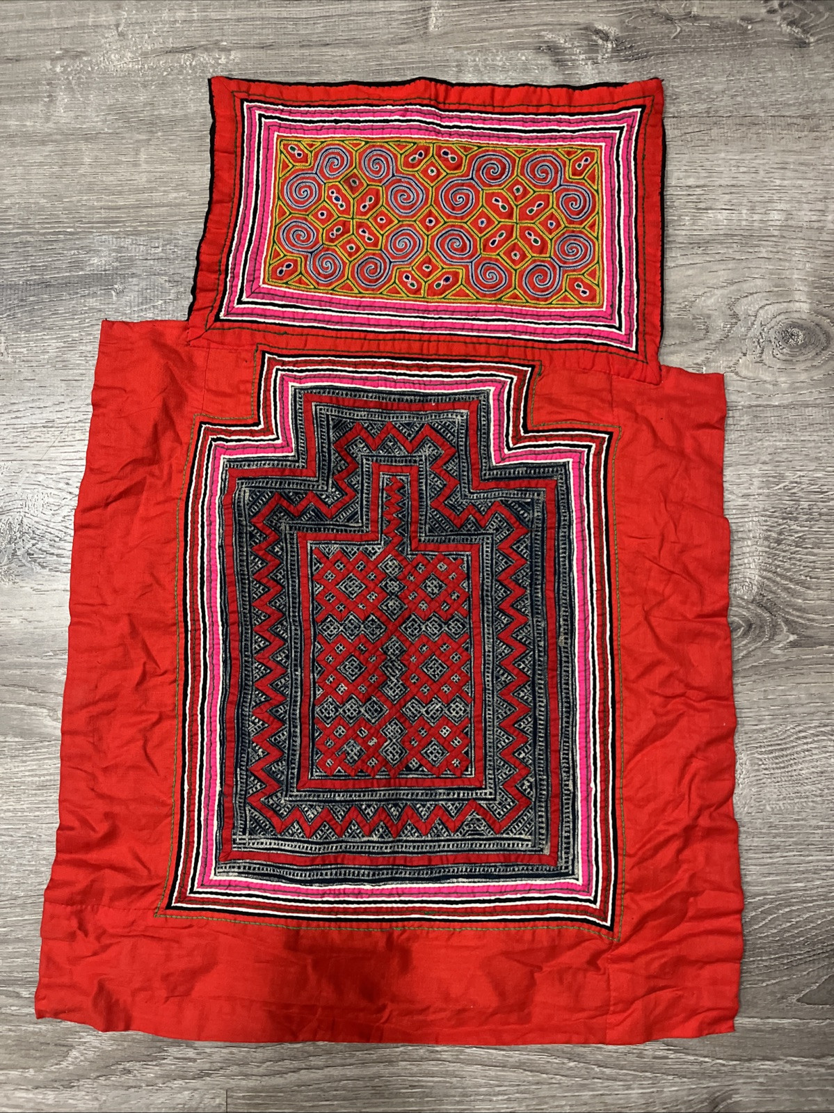 Vintage Hmong Hill Tribe Handmade Baby Carrier Quilt Embroidered Textile