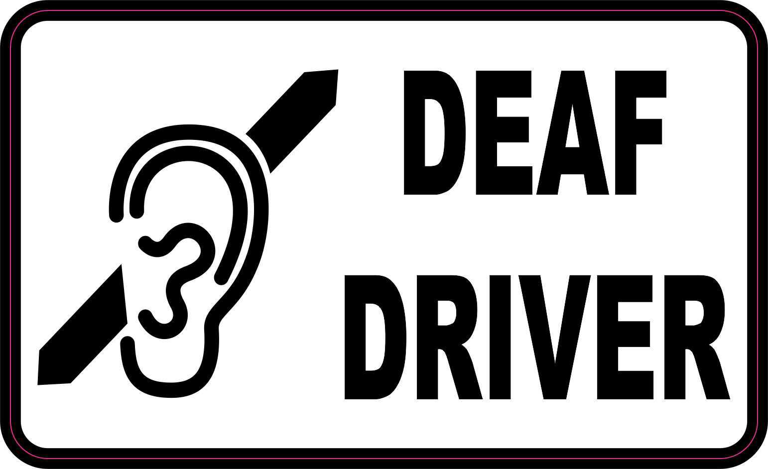 5in x 3in Deaf Driver Vinyl Sticker Car Truck Vehicle Bumper Decal