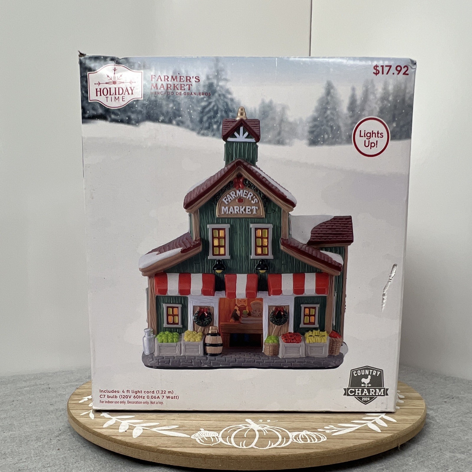 Holiday Time Country Charm 2024 Farmer's Market Porcelain Lighted House Village