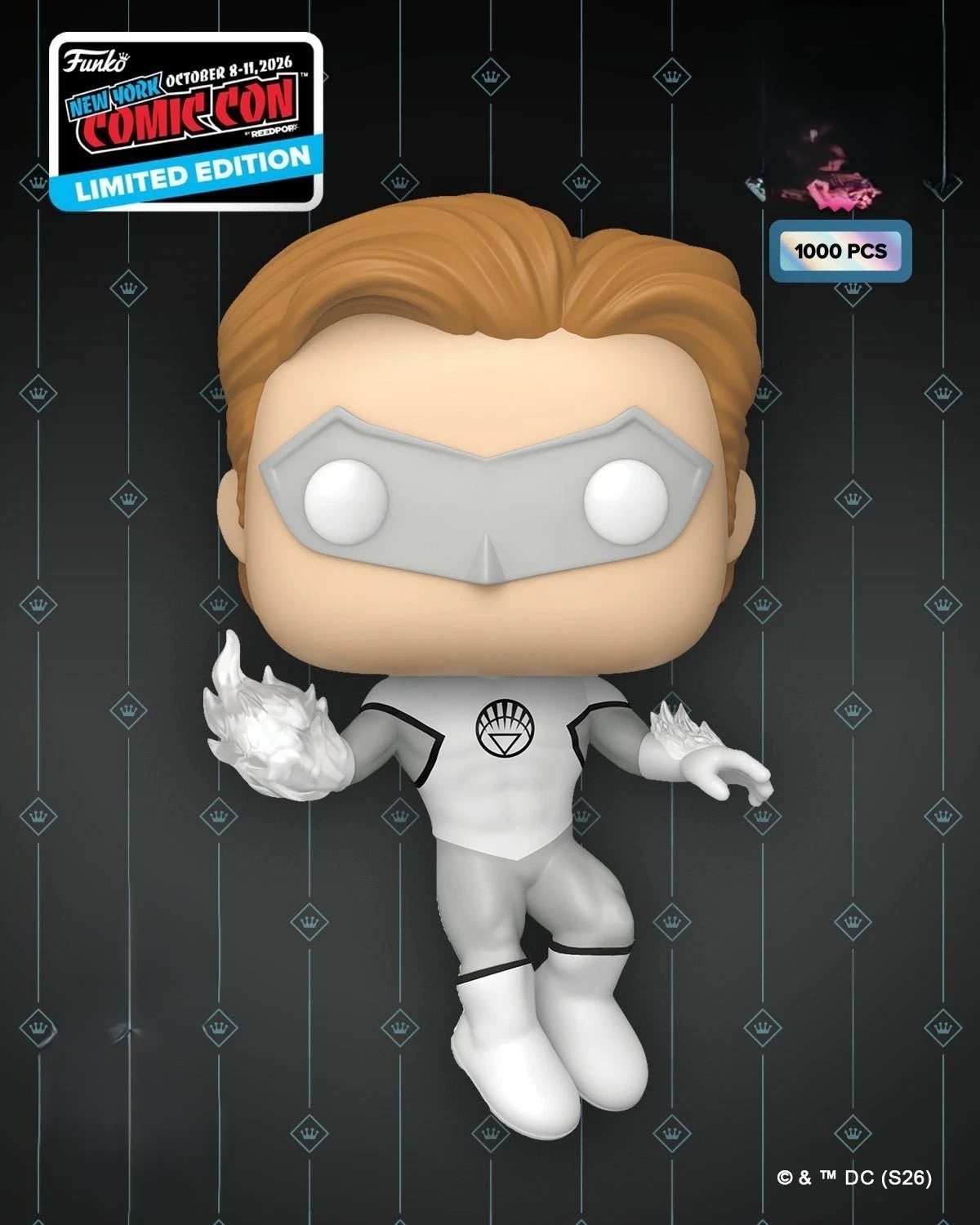 Funko Pop DC White Lantern NYCC CON STICKER 2026 Exclusive LE 1000 in hand