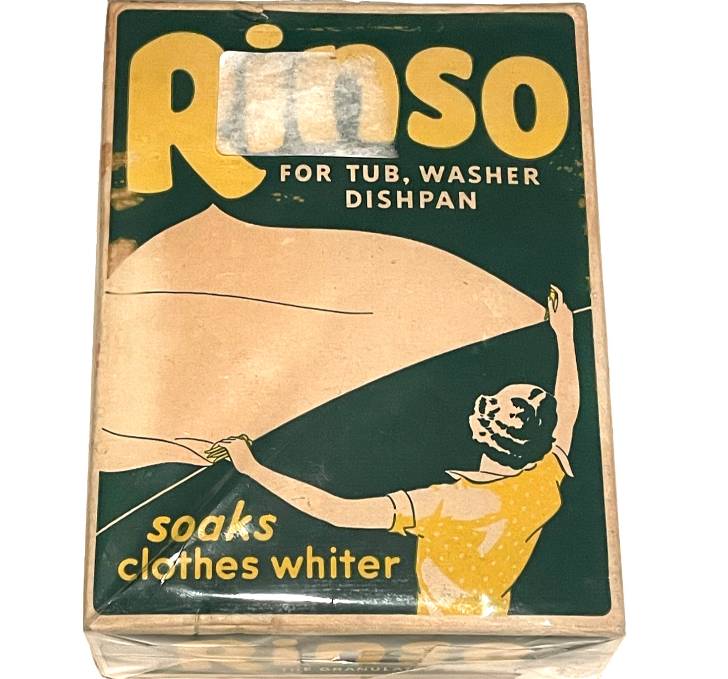 Vintage 1940s Rinso Soap Box Sealed NOS Full 9oz Lever Bros Cambridge MA Prop