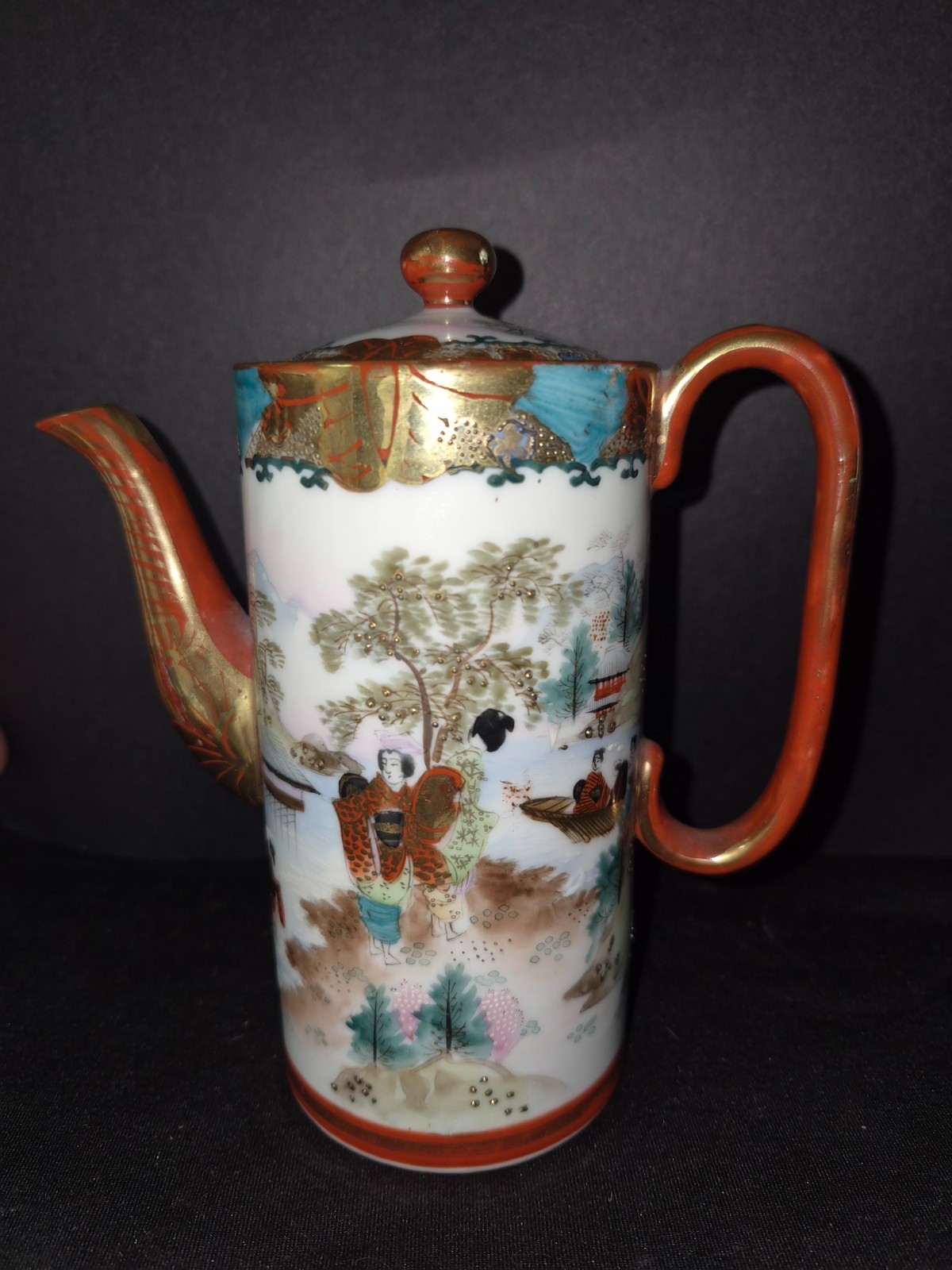 Vintage hand painted Japanese porcelain chocilate pot or teapot