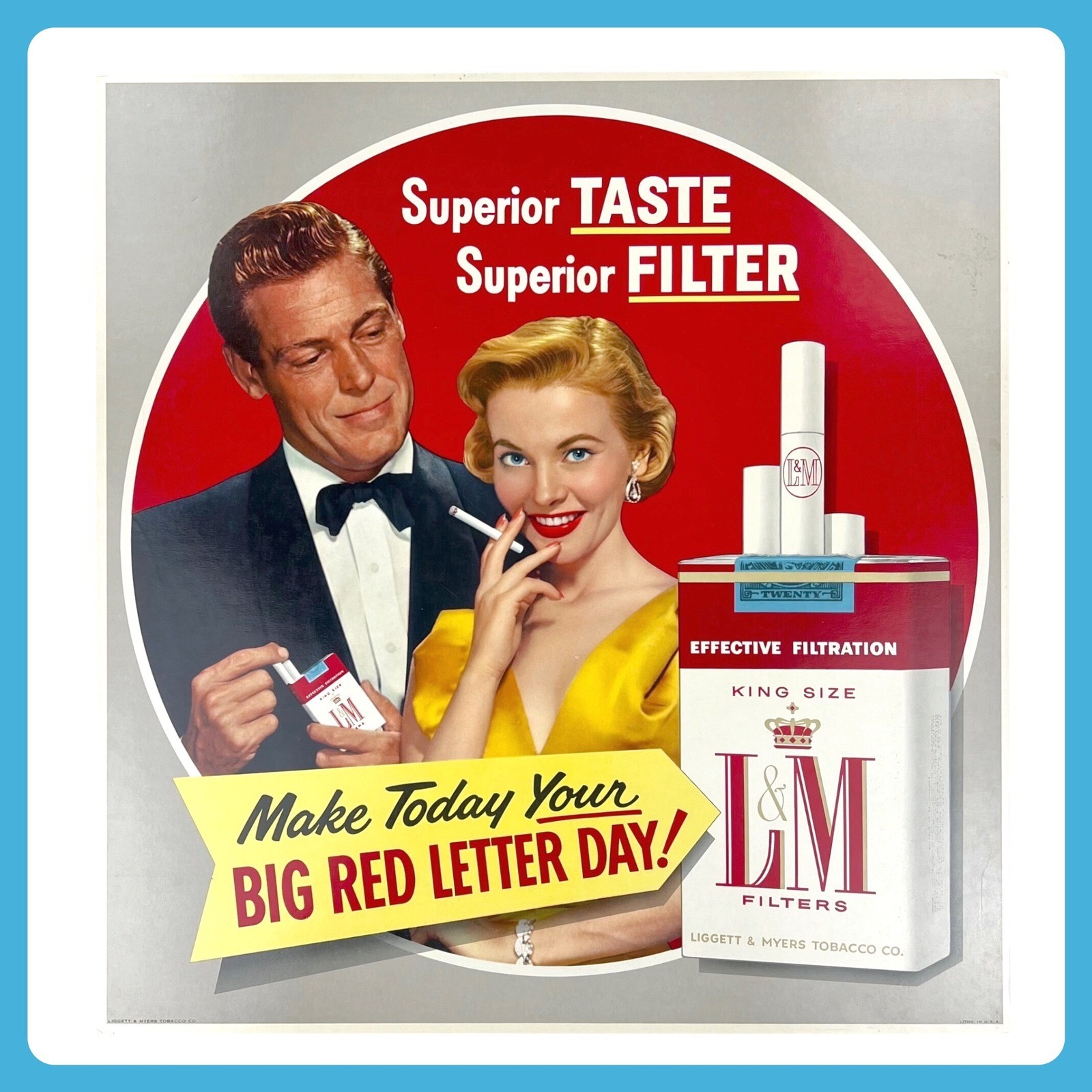 1950s L&M Cigarettes Vintage Advertising Sign 22\